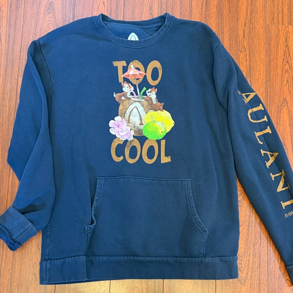 Disney Aulani Navy Blue chip and dale Graphic Sweatshirt